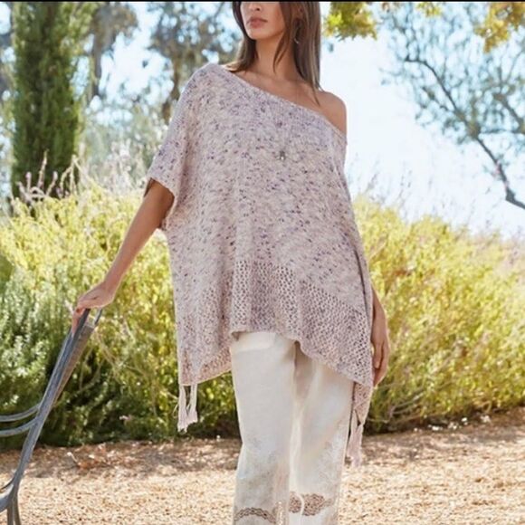 Johnny Was Blueberry Poncho Tassel Sweater - Picture 1 of 12